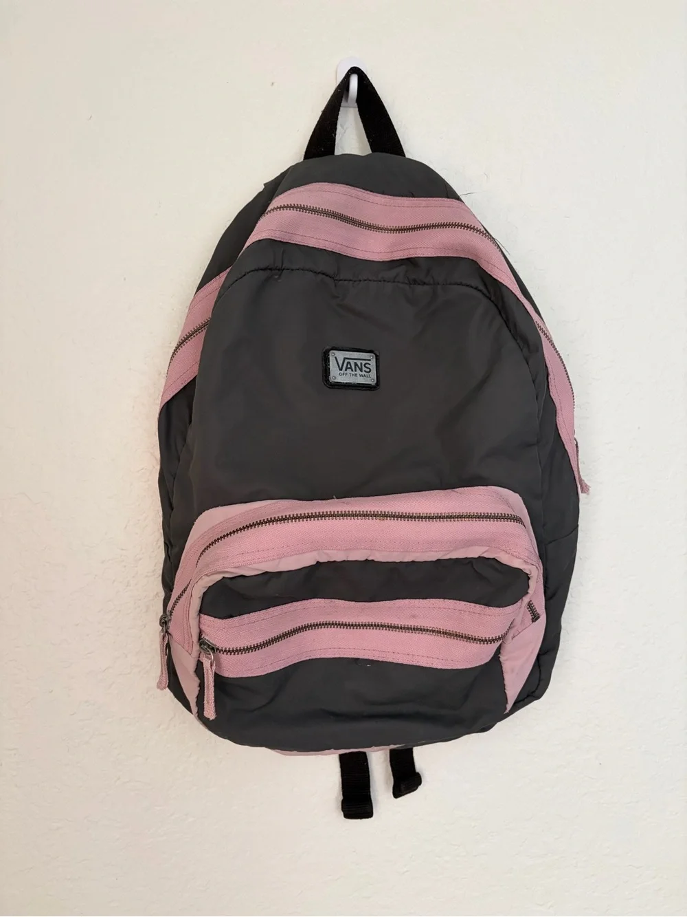 Vans Black Backpack with Pink Trim